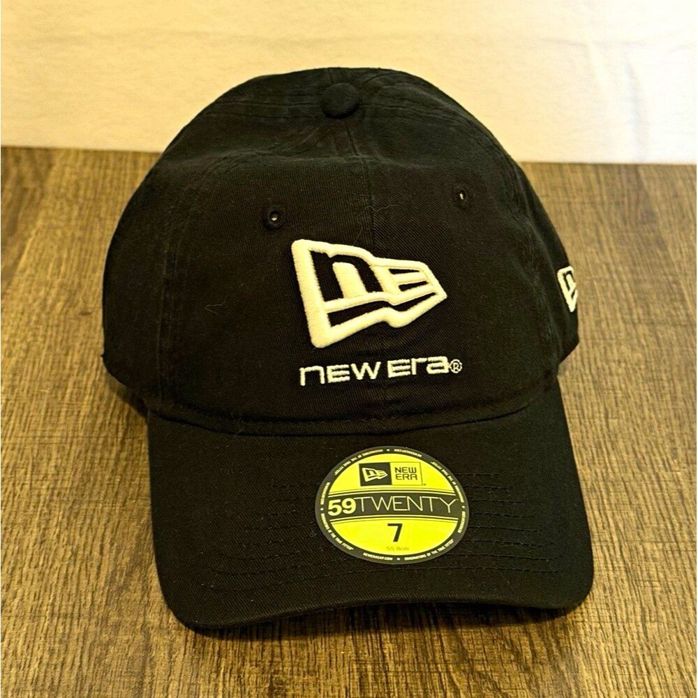 New Era 59FIFTY Baseball Cap Men Size 7 Black Solid Fitted Hat